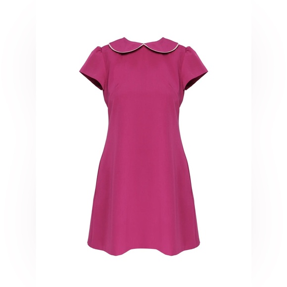 Boden Pink & Navy Dress Knit Knee Length Peter Pan Collar Size 6 - Picture 1 of 5